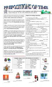 English Worksheet: Prepositions of Time