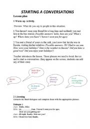 English Worksheet: Starting a conversation