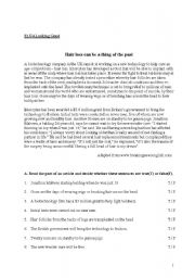 English worksheet: reading exercise