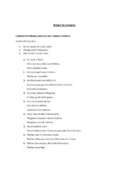English Worksheet: Simple to complex Sentences