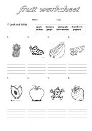 English worksheet: fruit worksheet