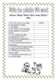 English Worksheet: Wh Questions- Worksheet