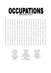 English Worksheet: occupation puzzle
