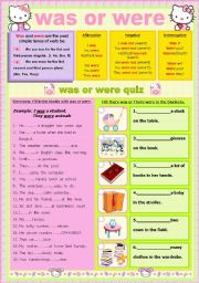 English Worksheet: was or were