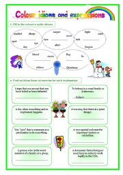 English Worksheet: idioms 8 - colour idioms