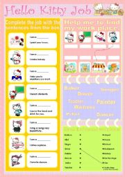 English Worksheet: Hello kitty job