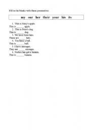 English Worksheet: Possessives for kids