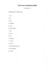 English worksheet: Clothes