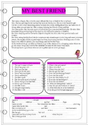 English Worksheet: My best friend. Reading comprehension.