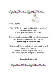 English Worksheet: hiv testing