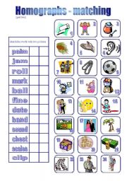 English Worksheet: Homographs - matching2