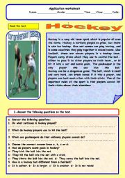 English Worksheet: hockey