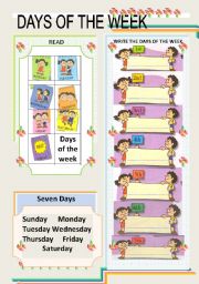 English Worksheet: DAYS OF THE WEEK