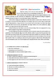 English Worksheet: FIGHTING DISCRIMINATION / MULTICULTURAL SOCIETY