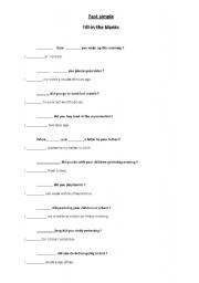 English worksheet: past simple tenses