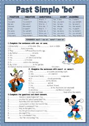 English Worksheet: Past Simple be