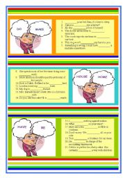 English Worksheet: make/do home/house be/have