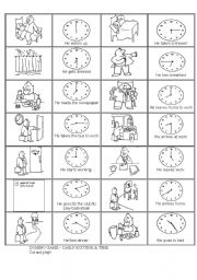 English Worksheet: Time & Daily Routine _ Domino game