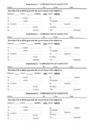 English Worksheet: Comparative of  aajective