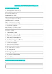 English worksheet: Simple Present & Simple Past