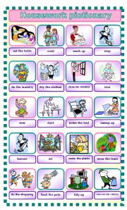 English Worksheet: Housework - pictionary