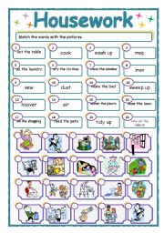 English Worksheet: Housework - matching