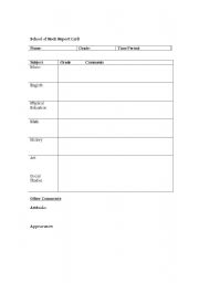English Worksheet: The School of Rock Report Card