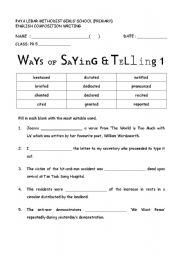 English Worksheet: Ways of Saying & Telling