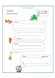 English worksheet: Writing Animals