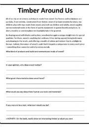 English Worksheet: Timber Literacy Activity