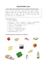 English Worksheet: UN/COUNTABLE nouns