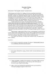 English Worksheet: Descriptive Writing