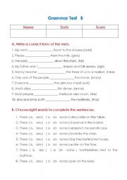 English Worksheet: basic grammar test