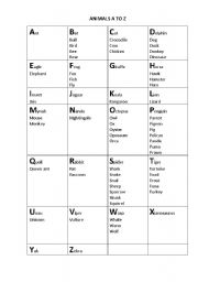 English worksheet: ANIMALS ABC