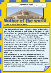 English Worksheet: Mother of the world