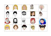 English Worksheet: Faces Bingo caller sheet