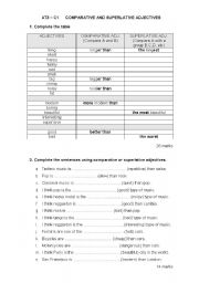 English Worksheet: Comparative and Superlative Adjectives