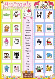 English Worksheet: Cute animals matching