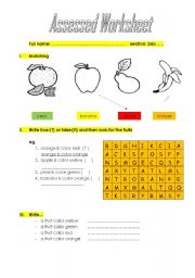 English Worksheet: THE FRUITS