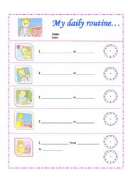 English Worksheet: My daily routine