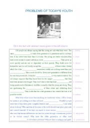 English Worksheet: problems of todays youth