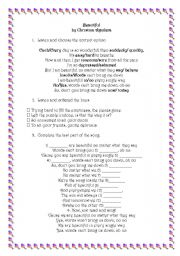 English Worksheet: Song: beautiful