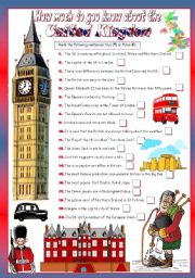 English Worksheet: HOW MUCH DO YOU KNOW ABOUT THE UK?