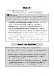 English Worksheet: Speaking/Writing Activity:  Debate on Animal Testing