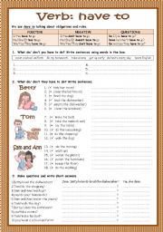 English Worksheet: Verb have to