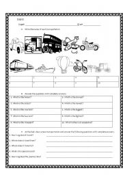 English Worksheet: TRANSPORTATION