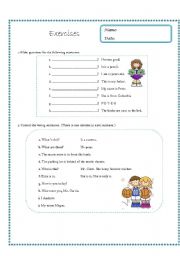 English Worksheet: Beginners exercises