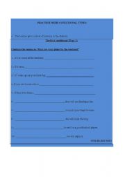 English worksheet: first conditional