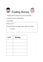 English Worksheet: feeling survey