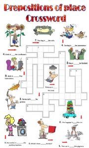 English Worksheet: Prepositions of place crossword